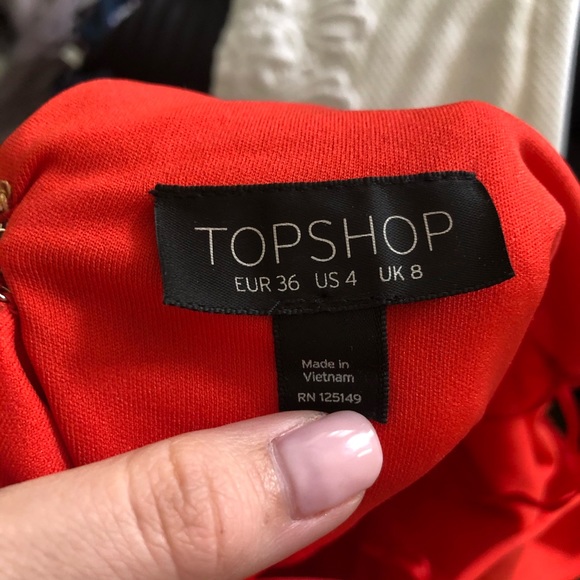 Topshop Red Lace Bodycon Cocktail Dress 4 - Picture 9 of 10